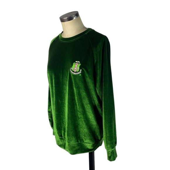 Ivy Storehouse AKA Alpha Kappa Alpha Velour Sweatshirt Medium Green Embroidered - Picture 4 of 8